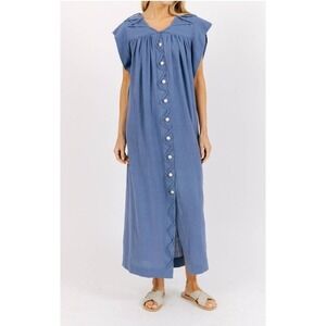 NWT Mirth Pueblo Caftan Dress Blue XL‎ Boho Coastal Cruise Party